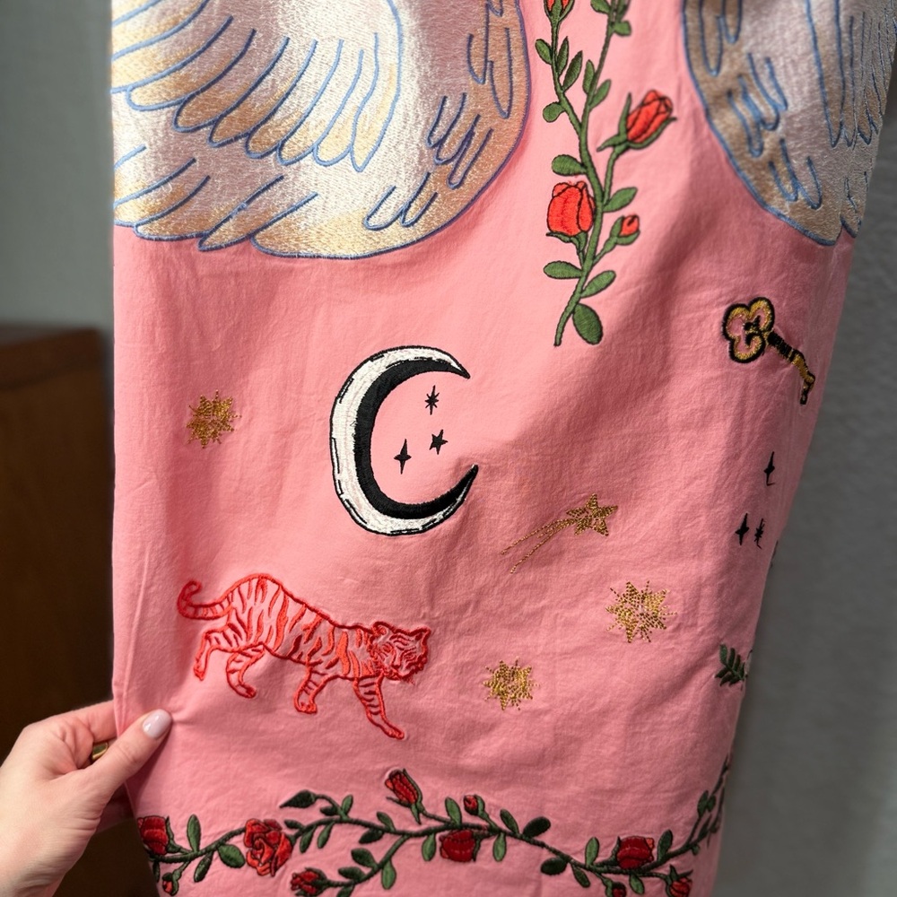 Anthropologie Maeve Pink Swan Embroidered Dress XS - Picture 9 of 10